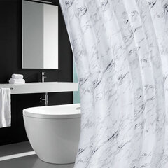 Шторка для ванной ПОЛИЭСТЕР, 180&times;200 см, кольца в комплекте, БЕЛЫЙ МРАМОР, PRIMILA (ПРИМИЛА), 700084