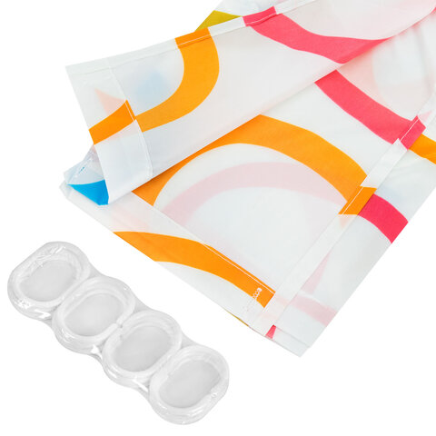 Шторка для ванной ПОЛИЭСТЕР, 180х200 см, кольца в комплекте, КРУГИ, PRIMILA (ПРИМИЛА), 700086