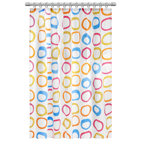 Шторка для ванной ПОЛИЭСТЕР, 180х200 см, кольца в комплекте, КРУГИ, PRIMILA (ПРИМИЛА), 700086