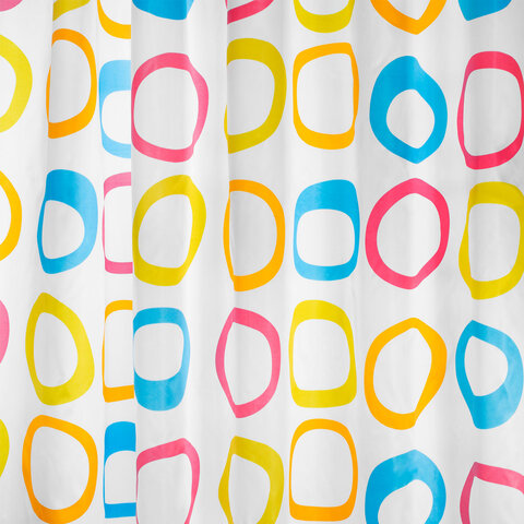 Шторка для ванной ПОЛИЭСТЕР, 180х200 см, кольца в комплекте, КРУГИ, PRIMILA (ПРИМИЛА), 700086