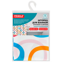 Шторка для ванной ПОЛИЭСТЕР, 180&times;200 см, кольца в комплекте, КРУГИ, PRIMILA (ПРИМИЛА), 700086