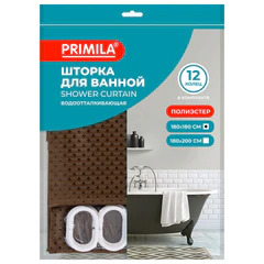 Шторка для ванной ПОЛИЭСТЕР, 180&times;180 см, кольца в комплекте, КОРИЧНЕВЫЙ БРИЛЛИАНТ, PRIMILA (ПРИМИЛА), 700091