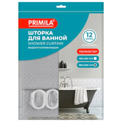Шторка для ванной ПОЛИЭСТЕР, 180&times;200 см, кольца в комплекте, СЕРЫЙ БРИЛЛИАНТ, PRIMILA (ПРИМИЛА), 700094