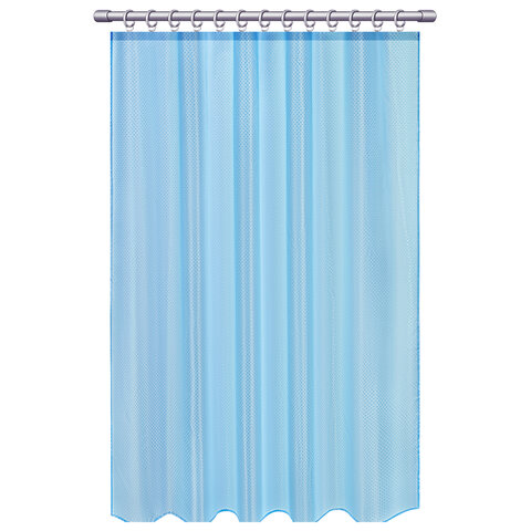 Шторка для ванной ПОЛИЭСТЕР, 180х200 см, кольца в комплекте, ГОЛУБОЙ БРИЛЛИАНТ, PRIMILA (ПРИМИЛА), 700096