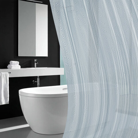 Шторка для ванной EVA, 180х180 см, кольца в комплекте, СЕРАЯ ГОЛОГРАФИЯ, PRIMILA (ПРИМИЛА), 700104