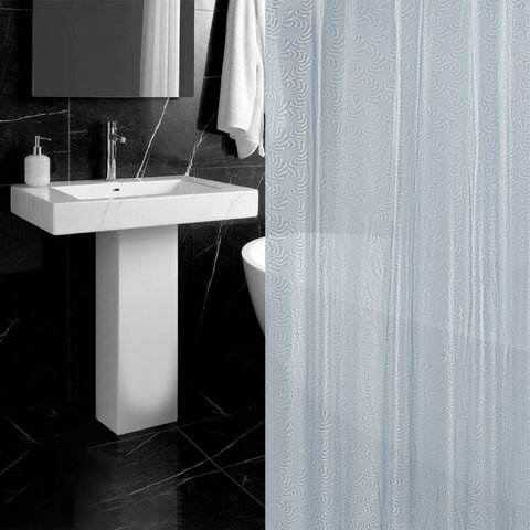 Шторка для ванной EVA, 180х180 см, кольца в комплекте, СЕРАЯ ГОЛОГРАФИЯ, PRIMILA (ПРИМИЛА), 700104