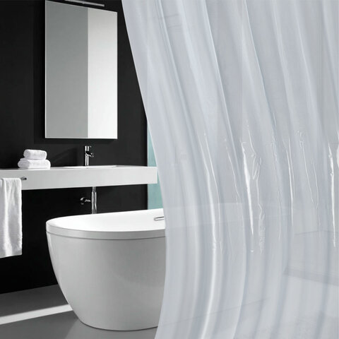 Шторка для ванной EVA, 180х200 см, кольца в комплекте, СЕРЫЕ ЛИНИИ, PRIMILA (ПРИМИЛА), 700107