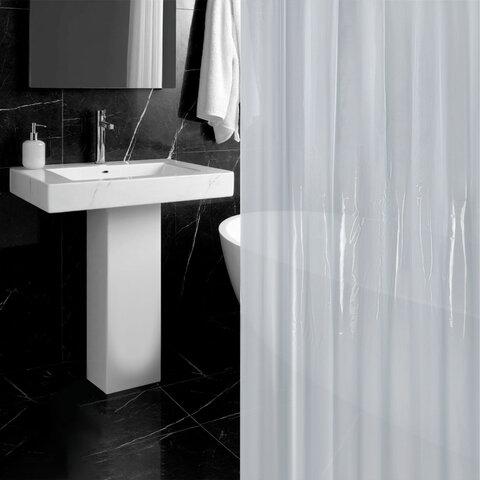 Шторка для ванной EVA, 180х200 см, кольца в комплекте, СЕРЫЕ ЛИНИИ, PRIMILA (ПРИМИЛА), 700107