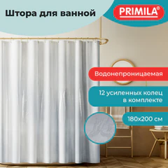 Шторка для ванной EVA, 180х200 см, кольца в комплекте, СЕРЫЕ ЛИНИИ, PRIMILA (ПРИМИЛА), 700107