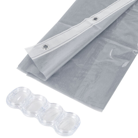 Шторка для ванной EVA, 180х200 см, кольца в комплекте, СЕРЫЕ ЛИНИИ, PRIMILA (ПРИМИЛА), 700107