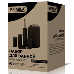 Набор аксессуаров для ванной комнаты, 6 предметов, серый/<wbr/>глянцевый хром, пластик, PRIMILA (ПРИМИЛА), 700123