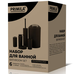 Набор аксессуаров для ванной комнаты, 6 предметов, черный/<wbr/>глянцевый хром, пластик, PRIMILA (ПРИМИЛА), 700124