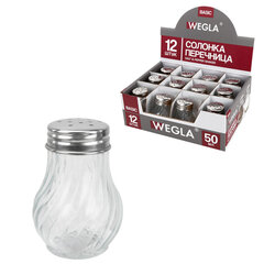 Солонка-перечница 50 мл, BASIC, баночка для специй, стекло/сталь, дисплей, WEGLA (ВЕГЛА), 700224