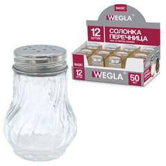 Солонка-перечница 50 мл, BASIC, баночка для специй, стекло/<wbr/>сталь, дисплей, WEGLA (ВЕГЛА), 700224