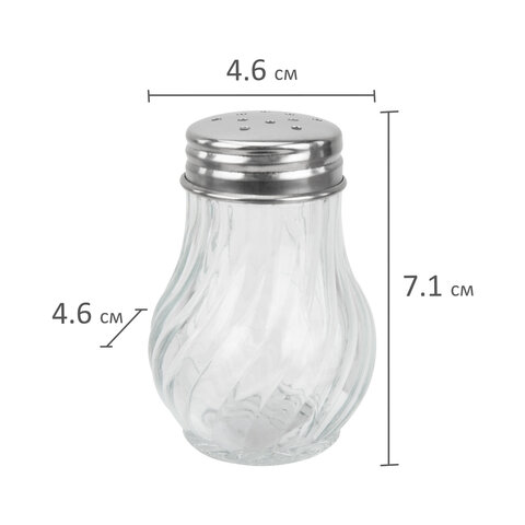 Солонка-перечница 50 мл, BASIC, баночка для специй, стекло/сталь, дисплей, WEGLA (ВЕГЛА), 700224