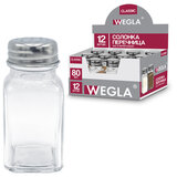 Солонка-перечница 80 мл, CLASSIC, баночка для специй, стекло/сталь, дисплей, WEGLA (ВЕГЛА), 700225