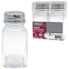 Набор для специй 2&times;80 мл, CLASSIC, солонка + перечница, стекло/<wbr/>сталь, WEGLA (ВЕГЛА), 700226