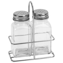 Набор для специй 2&times;80 мл, CLASSIC, солонка + перечница на подставке, стекло/<wbr/>сталь, WEGLA (ВЕГЛА), 700227