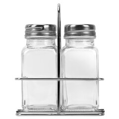 Набор для специй 2&times;80 мл, CLASSIC, солонка + перечница на подставке, стекло/<wbr/>сталь, WEGLA (ВЕГЛА), 700227