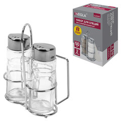 Набор для специй 2&times;50 мл, CLASSIC, салфетница/<wbr/>подставка + солонка + перечница, WEGLA (ВЕГЛА), 700229