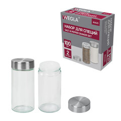 Набор для специй 2х100 мл, MAXI, солонка + перечница, стекло/сталь, круглые, WEGLA (ВЕГЛА), 700230