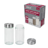 Набор для специй 2х100 мл, MAXI, солонка + перечница, стекло/сталь, круглые, WEGLA (ВЕГЛА), 700230