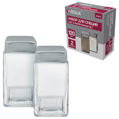 Набор для специй 2&times;120 мл, MAXI, солонка + перечница, стекло/<wbr/>сталь, квадратные, WEGLA (ВЕГЛА), 700231