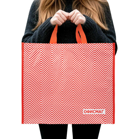 Сумка хозяйственная до 20 кг, 39x45x21 см, 4 ручки, глянцевая полиэстровая ткань, ОФИСМАГ, 700239 - фото 5