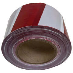 Лента оградительная сигнальная красно-белая 75 мм х 250 м, СТАНДАРТ, полиэтилен