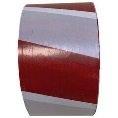 Лента оградительная сигнальная красно-белая 75 мм х 250 м, СТАНДАРТ, полиэтилен