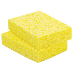 Губки для посуды 95&times;65&times;20 мм, ЦЕЛЛЮЛОЗНЫЕ, КОМПЛЕКТ 2 штуки, желтые, LAIMA, 700255