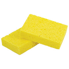 Губки для посуды 95&times;65&times;20 мм, ЦЕЛЛЮЛОЗНЫЕ, КОМПЛЕКТ 2 штуки, желтые, LAIMA, 700255