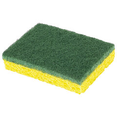 Губки для посуды 95&times;65&times;20 мм, ЦЕЛЛЮЛОЗНЫЕ + АБРАЗИВ, КОМПЛЕКТ 2 штуки, желтые/<wbr/>зеленый абразив, LAIMA, 700256