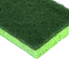 Губки для посуды 110&times;70&times;20 мм, ЦЕЛЛЮЛОЗНЫЕ + АБРАЗИВ, КОМПЛЕКТ 2 штуки, зеленые/<wbr/>зеленый абразив, LAIMA, 700258