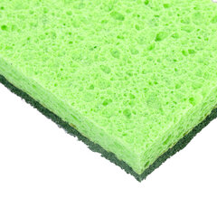 Губки для посуды 110&times;70&times;20 мм, ЦЕЛЛЮЛОЗНЫЕ + АБРАЗИВ, КОМПЛЕКТ 2 штуки, зеленые/<wbr/>зеленый абразив, LAIMA, 700258