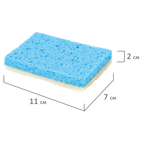 Губки для посуды 110х70х20 мм, ЦЕЛЛЮЛОЗНЫЕ + АБРАЗИВ, КОМПЛЕКТ 5 штук, синий/белый абразив, LAIMA, 700260