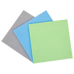 Салфетки губчатые для уборки кухни 15&times;15 см, ЦЕЛЛЮЛОЗНЫЕ, КОМПЛЕКТ 3 шт., цветные, LAIMA, 700262