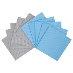 Салфетки губчатые для уборки кухни 15&times;15 см, ЦЕЛЛЮЛОЗНЫЕ, КОМПЛЕКТ 10 шт., 5 серых / 5 голубых, LAIMA, 700263