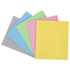 Салфетки губчатые для уборки кухни 15&times;18 см, ЦЕЛЛЮЛОЗНЫЕ, КОМПЛЕКТ 5 шт., цветные, LAIMA, 700267