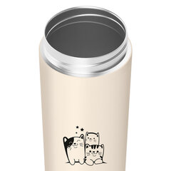 Термокружка 380 мл JOYLUX (ДЖОЙЛЮКС) CLASSIC CAT, нержавеющая сталь SUS304, бежевый с принтом, 700272