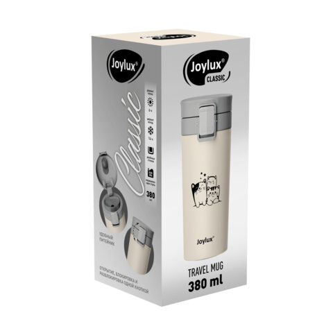 Термокружка 380мл, JOYLUX CLASSIC CAT, нержавеющая сталь SUS304, 700272