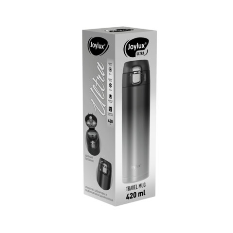 Термокружка 420мл JOYLUX ULTRA GRADIENT, нержавеющая сталь SUS304, черный/серый, 700274