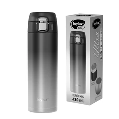 Термокружка 420 мл JOYLUX (ДЖОЙЛЮКС) ULTRA GRADIENT, нержавеющая сталь SUS304, черный/<wbr/>серый, 700274