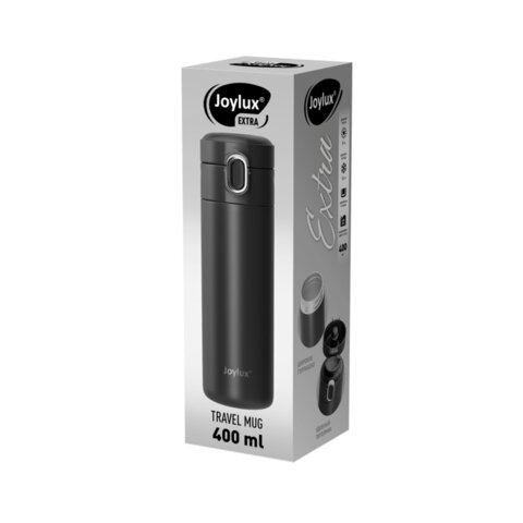 Термокружка 400мл JOYLUX EXTRA STYLE, нержавеющая сталь SUS304, черный матовый, 700280