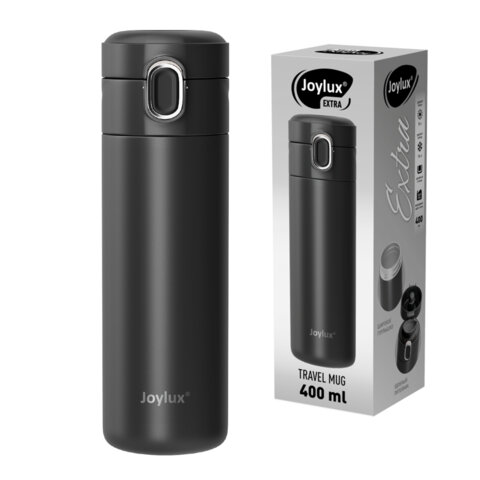 Термокружка 400мл JOYLUX EXTRA STYLE, нержавеющая сталь SUS304, черный матовый, 700280
