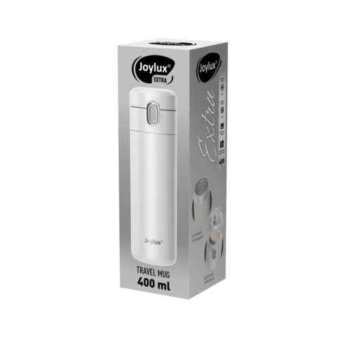 Термокружка 400мл JOYLUX EXTRA STYLE, нержавеющая сталь SUS304, белый матовый, 700281