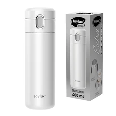 Термокружка 400 мл JOYLUX (ДЖОЙЛЮКС) EXTRA STYLE, нержавеющая сталь SUS304, белый матовый, 700281