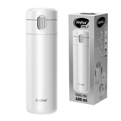 Термокружка 400мл JOYLUX EXTRA STYLE, нержавеющая сталь SUS304, белый матовый, 700281