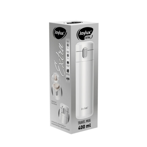Термокружка 400мл JOYLUX EXTRA STYLE, нержавеющая сталь SUS304, белый матовый, 700281