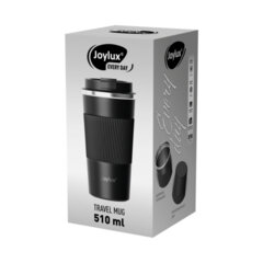 Термокружка 510мл JOYLUX EVERY DAY, нерж. сталь SUS304, силиконовый рукав, черный матовый, 700292